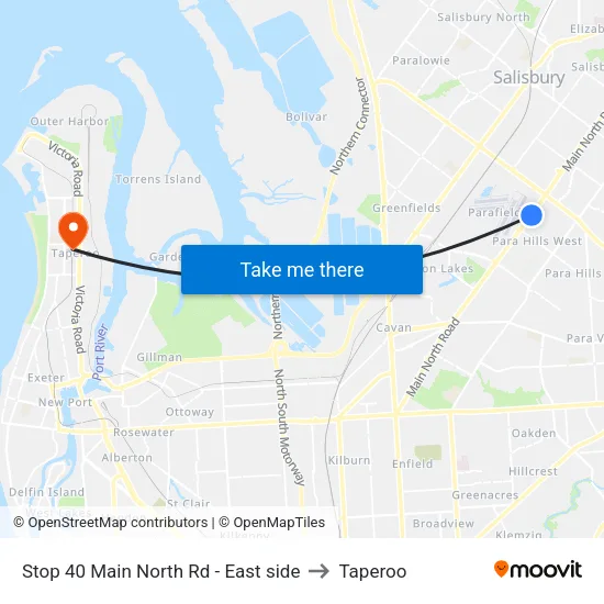 Stop 40 Main North Rd - East side to Taperoo map