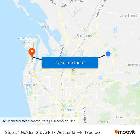 Stop 51 Golden Grove Rd - West side to Taperoo map