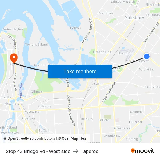 Stop 43 Bridge Rd - West side to Taperoo map