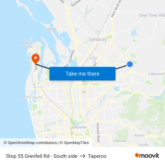 Stop 55 Grenfell Rd - South side to Taperoo map