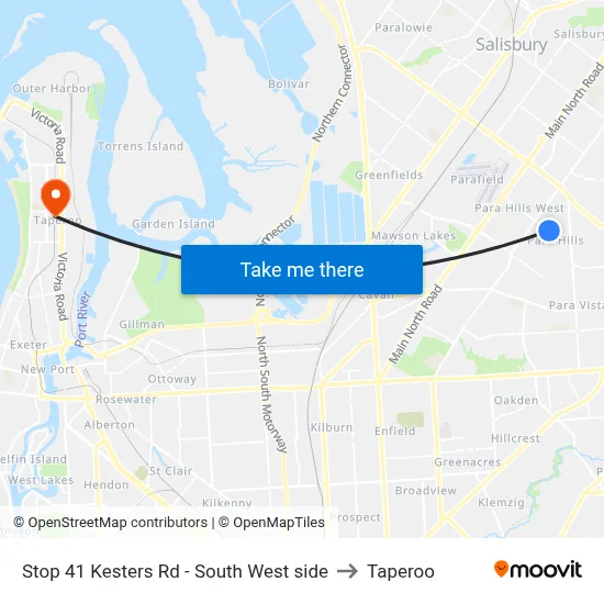 Stop 41 Kesters Rd - South West side to Taperoo map