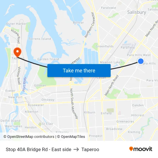 Stop 40A Bridge Rd - East side to Taperoo map