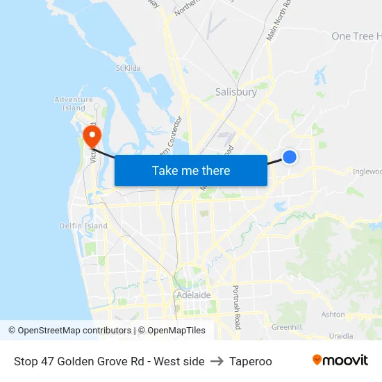 Stop 47 Golden Grove Rd - West side to Taperoo map