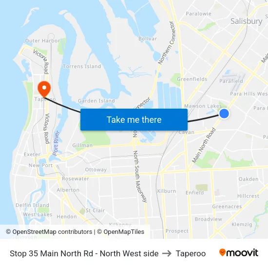 Stop 35 Main North Rd - North West side to Taperoo map