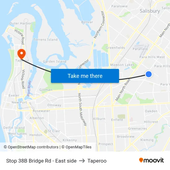 Stop 38B Bridge Rd - East side to Taperoo map