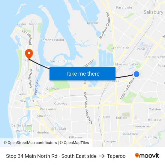 Stop 34 Main North Rd - South East side to Taperoo map