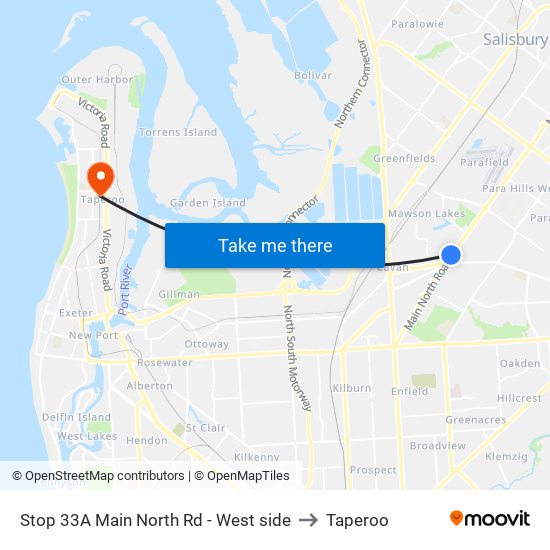 Stop 33A Main North Rd - West side to Taperoo map