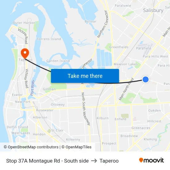 Stop 37A Montague Rd - South side to Taperoo map