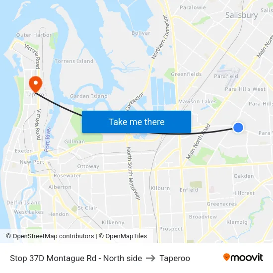 Stop 37D Montague Rd - North side to Taperoo map