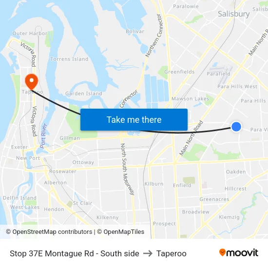 Stop 37E Montague Rd - South side to Taperoo map