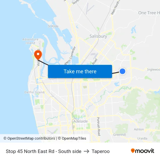 Stop 45 North East Rd - South side to Taperoo map