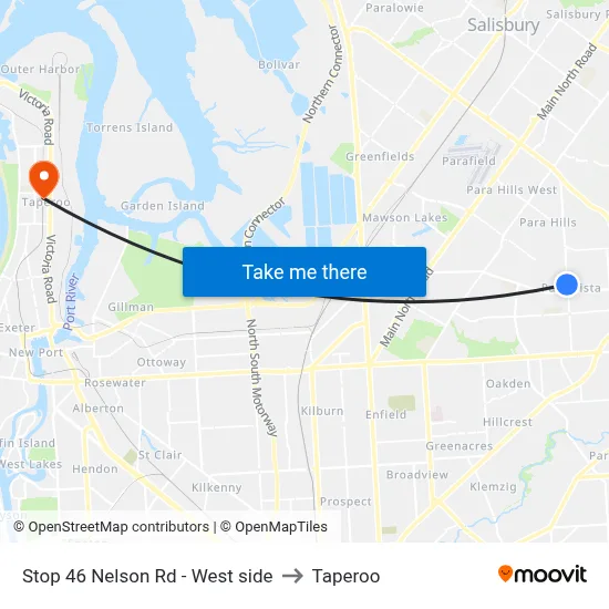 Stop 46 Nelson Rd - West side to Taperoo map