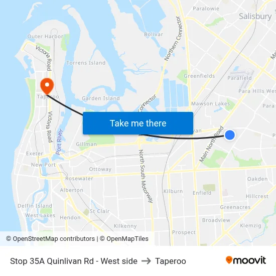 Stop 35A Quinlivan Rd - West side to Taperoo map