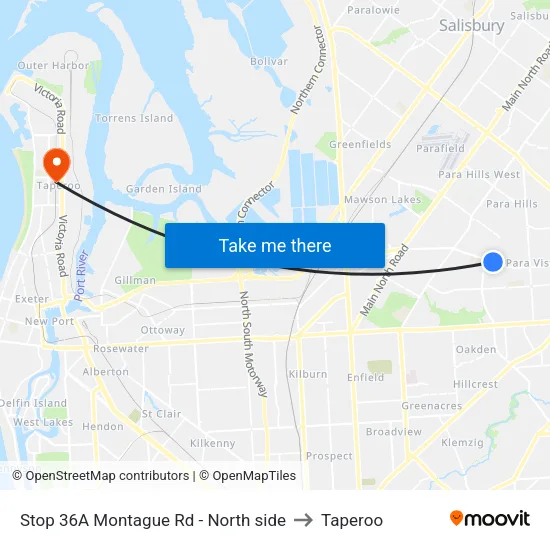 Stop 36A Montague Rd - North side to Taperoo map