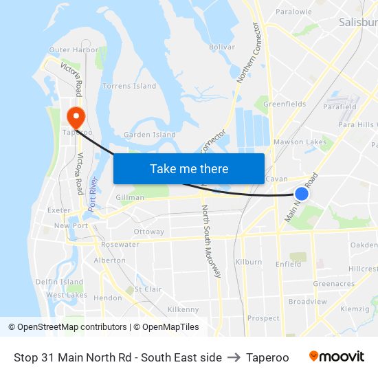 Stop 31 Main North Rd - South East side to Taperoo map