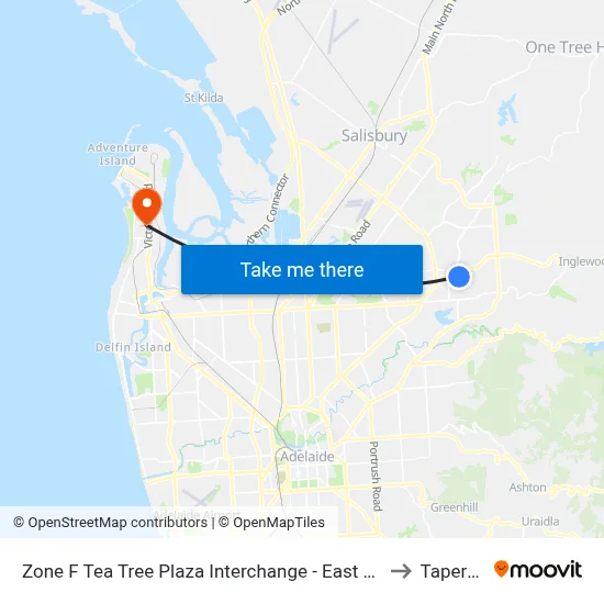 Zone F Tea Tree Plaza Interchange - East side to Taperoo map