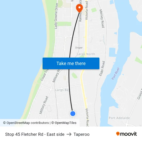 Stop 45 Fletcher Rd - East side to Taperoo map