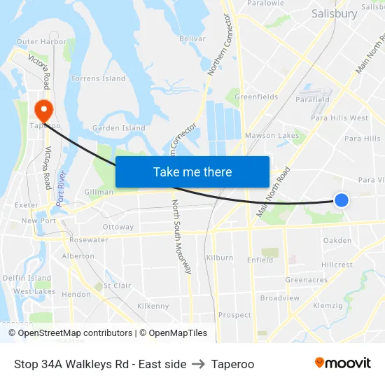 Stop 34A Walkleys Rd - East side to Taperoo map