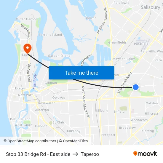 Stop 33 Bridge Rd - East side to Taperoo map