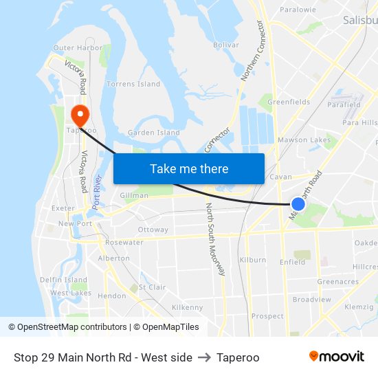 Stop 29 Main North Rd - West side to Taperoo map