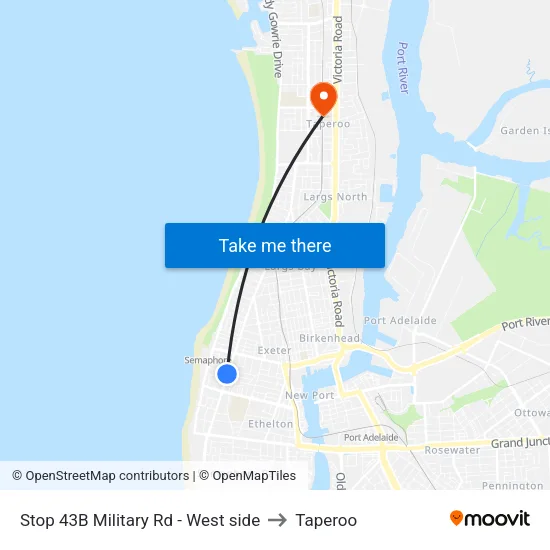 Stop 43B Military Rd - West side to Taperoo map