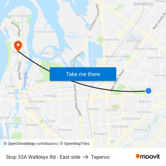 Stop 33A Walkleys Rd - East side to Taperoo map