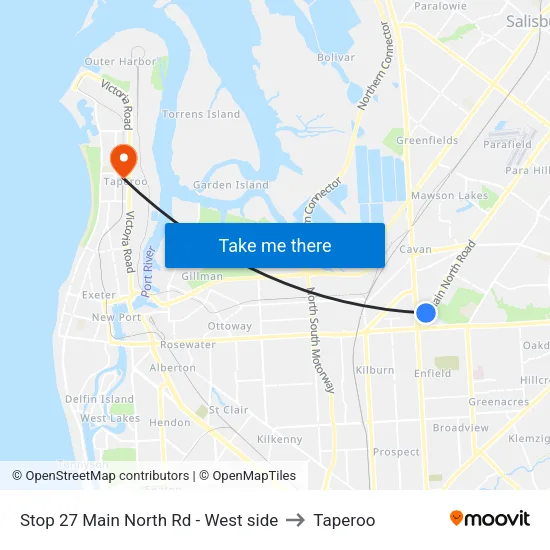 Stop 27 Main North Rd - West side to Taperoo map