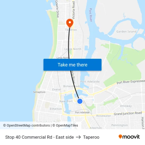 Stop 40 Commercial Rd - East side to Taperoo map
