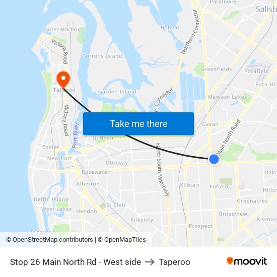 Stop 26 Main North Rd - West side to Taperoo map