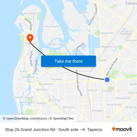 Stop 26 Grand Junction Rd - South side to Taperoo map