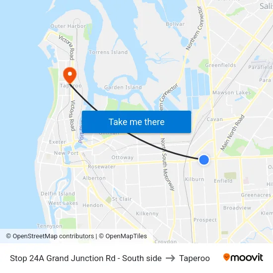 Stop 24A Grand Junction Rd - South side to Taperoo map