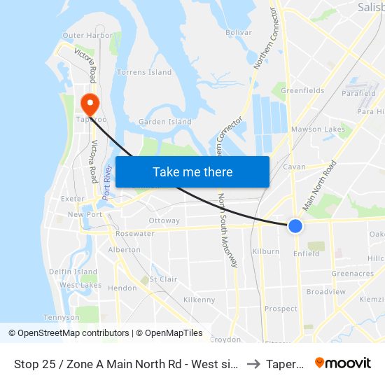 Stop 25 / Zone A Main North Rd - West side to Taperoo map