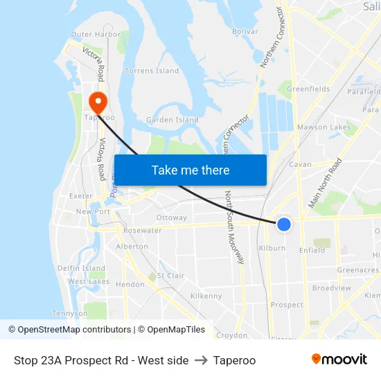 Stop 23A Prospect Rd - West side to Taperoo map