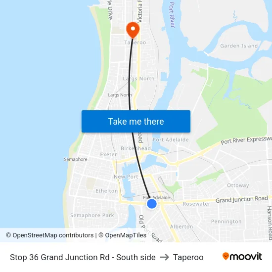 Stop 36 Grand Junction Rd - South side to Taperoo map