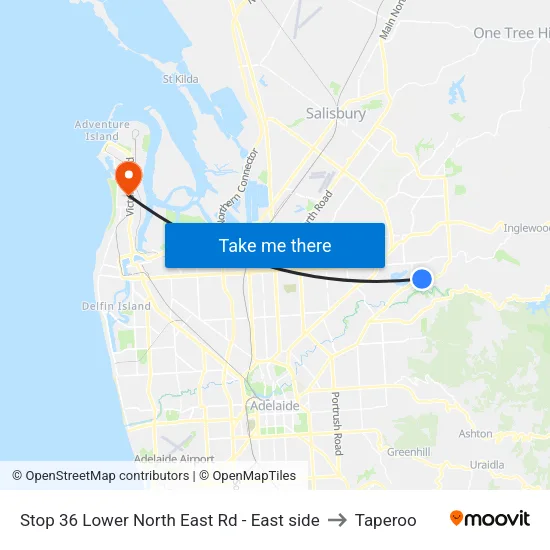 Stop 36 Lower North East Rd - East side to Taperoo map