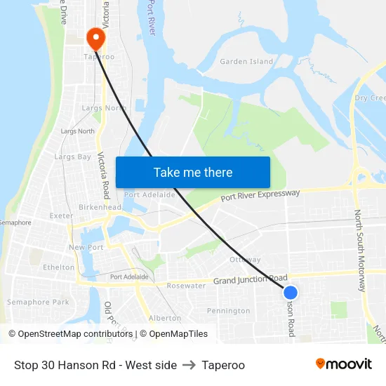 Stop 30 Hanson Rd - West side to Taperoo map