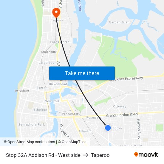 Stop 32A Addison Rd - West side to Taperoo map