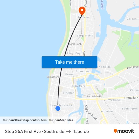 Stop 36A First Ave - South side to Taperoo map