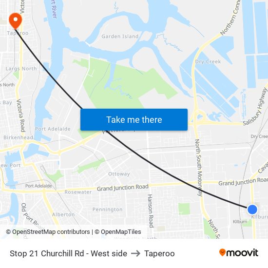 Stop 21 Churchill Rd - West side to Taperoo map