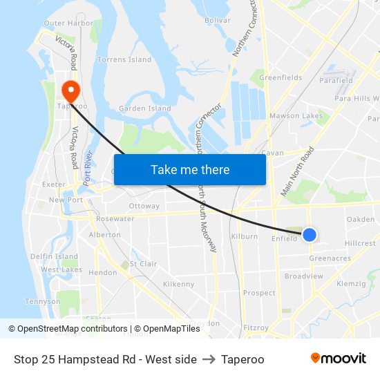 Stop 25 Hampstead Rd - West side to Taperoo map