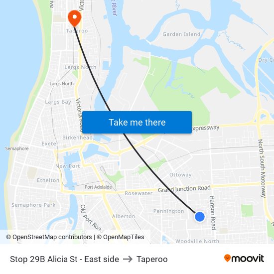 Stop 29B Alicia St - East side to Taperoo map