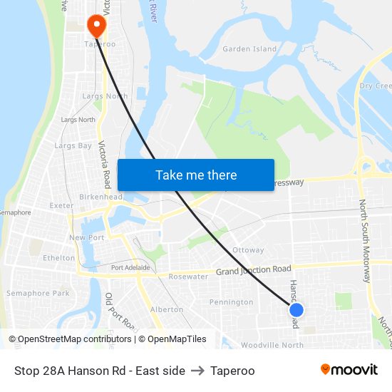 Stop 28A Hanson Rd - East side to Taperoo map