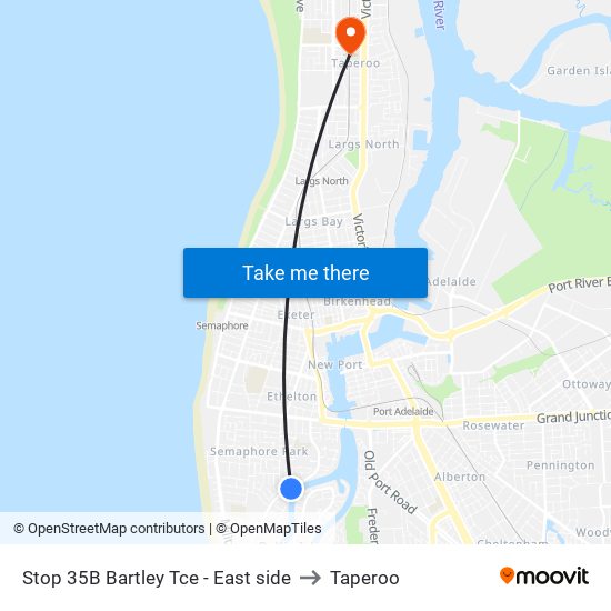 Stop 35B Bartley Tce - East side to Taperoo map