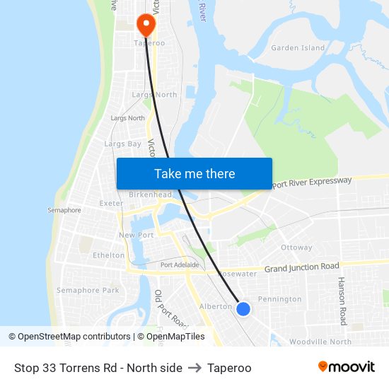 Stop 33 Torrens Rd - North side to Taperoo map