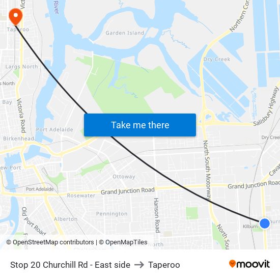 Stop 20 Churchill Rd - East side to Taperoo map