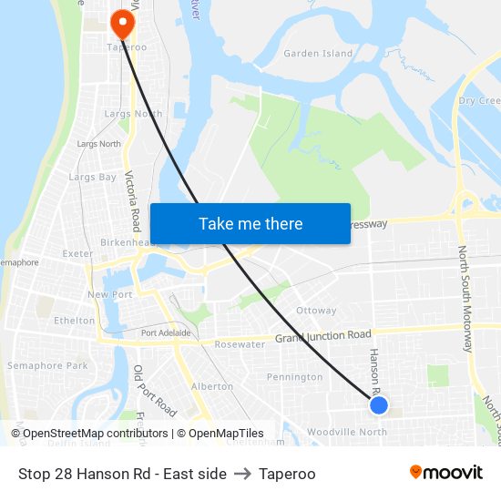 Stop 28 Hanson Rd - East side to Taperoo map