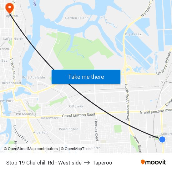 Stop 19 Churchill Rd - West side to Taperoo map