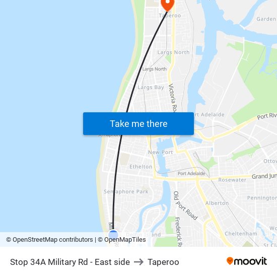 Stop 34A Military Rd - East side to Taperoo map