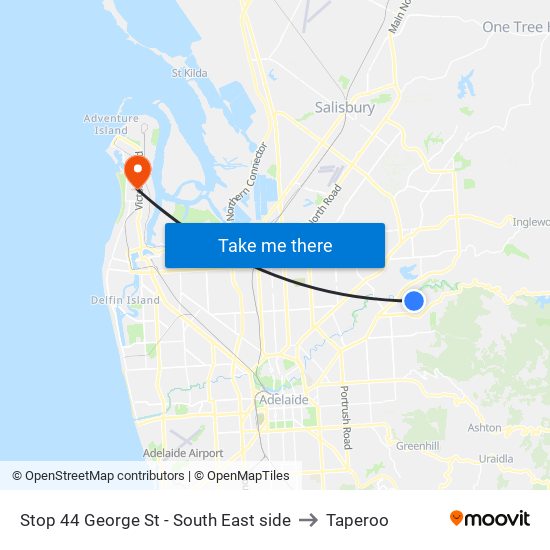 Stop 44 George St - South East side to Taperoo map