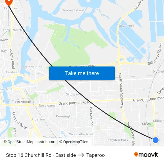 Stop 16 Churchill Rd - East side to Taperoo map